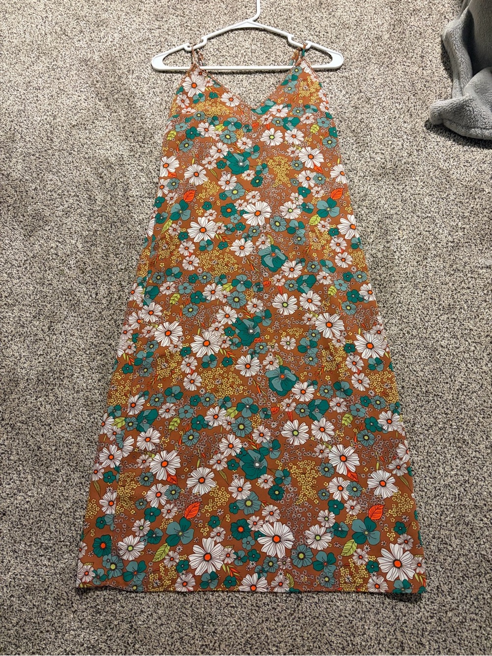 Stitch & Pine 70's Retro Floral Slip Midi Dress